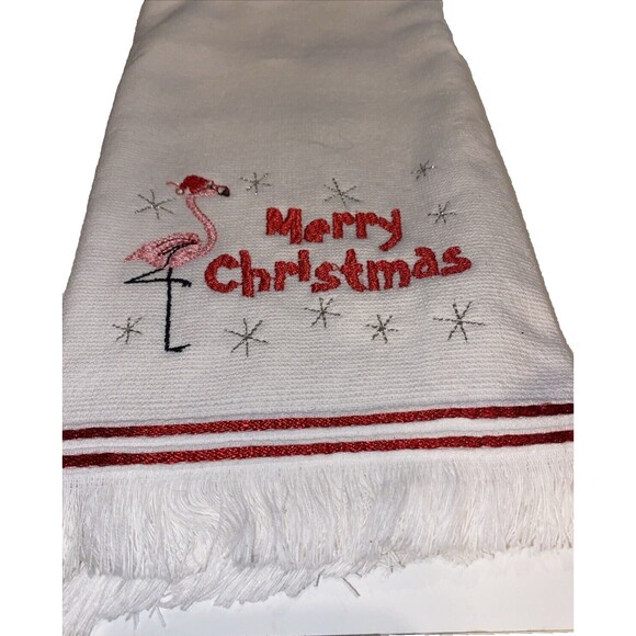 Ladinne Kitchen Towel Pink Flamingo Santa Hat Holiday Oversized - Picture 4 of 5